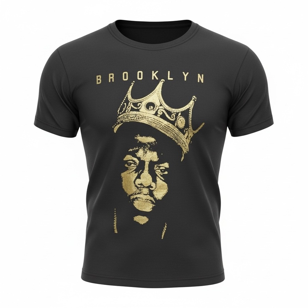 Notorious BIG Biggie Smalls Crown Portrait Graphic Tee Black Mens M Hip Hop